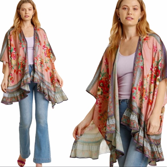 Umgee NWT Boutique Kimono Cardigan S-2X - Picture 4 of 14